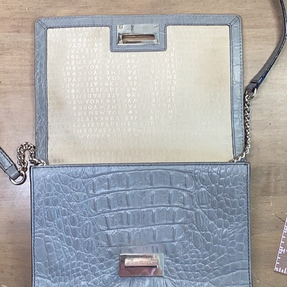 Kate Spade Grey Fiona Embossed Leather Bag Crossbody - Picture 7 of 11